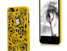 Coque ROSE 3D jaune pour iPhone 5