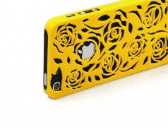 Coque ROSE 3D jaune pour iPhone 5