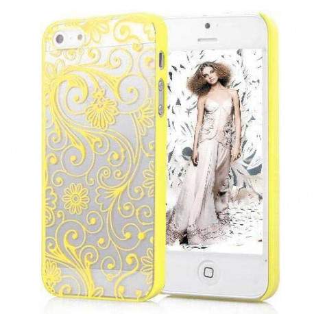 Coque CRYSTAL FLOWER jaune pour iPhone 5