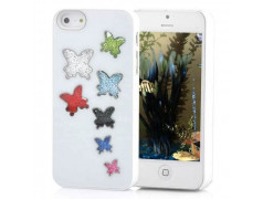 Coque PAPILLONS diamants blanche pour iPhone 5