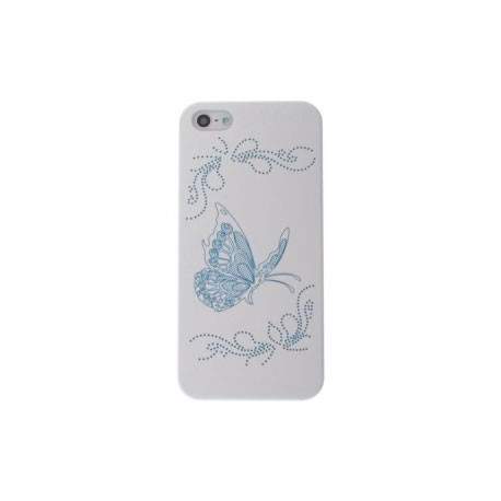 Coque PAPILLON blanche et bleue pour iPhone 5