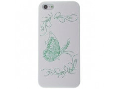 Coque PAPILLON blanche et verte pour iPhone 5