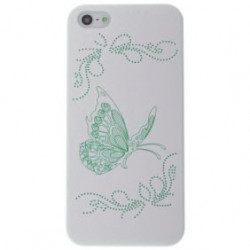 Coque PAPILLON blanche et verte pour iPhone 5