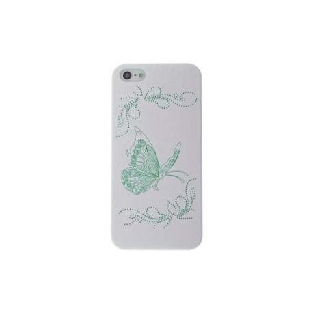 Coque PAPILLON blanche et verte pour iPhone 5