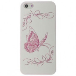 Coque PAPILLON blanche et rose pour iPhone 5