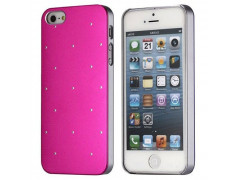 Coque ALUMINIUM STRASS rose pour iPhone 5