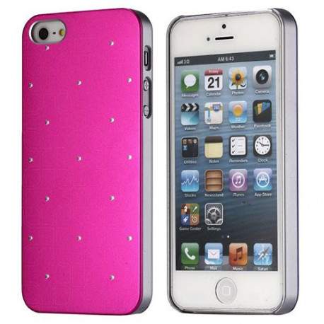 Coque ALUMINIUM STRASS rose pour iPhone 5