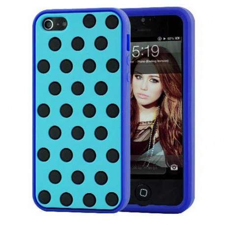 Coque POIS bleue et noire pour iPhone 5