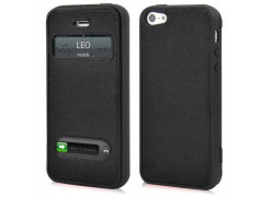 Etui cuir SMART FENETRE noir pour iPhone 5