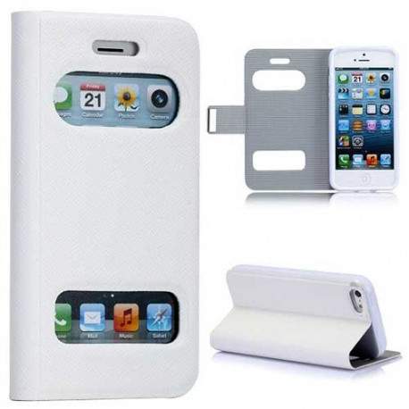 Etui cuir FENETRE blanc pour iPhone 5