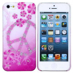 Coque DIAMOND PEACE rose pour iPhone 5