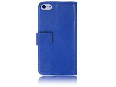 Etui cuir portefeuille bleu pour iPhone 5 et 5S