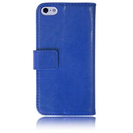 Etui cuir portefeuille bleu pour iPhone 5 et 5S