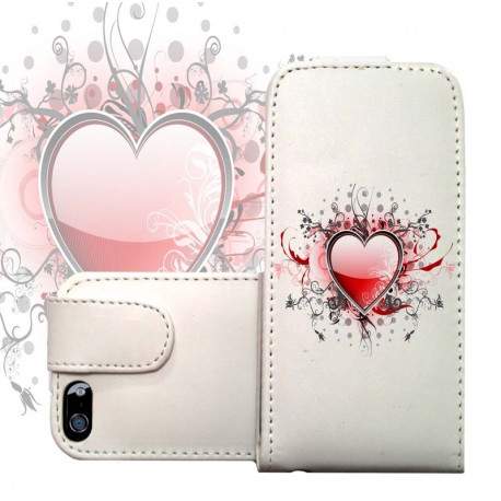 Etui cuir portefeuille COEUR 5 pour iPhone 5 et 5S