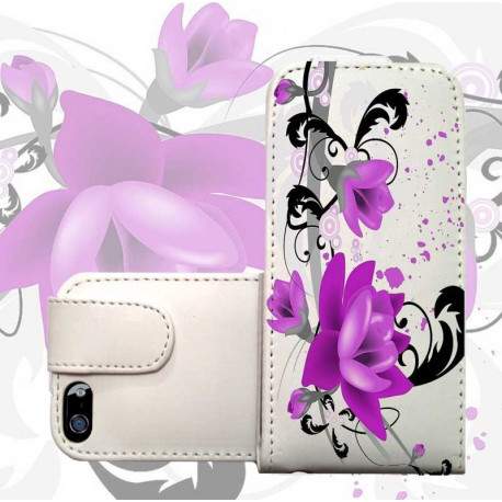 Etui cuir FLEUR 2 pour iPhone 5 et 5S