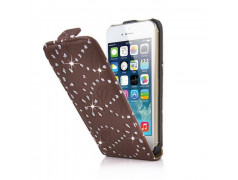 Etui cuir STRASS marron pour iPhone 5