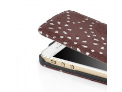 Etui cuir STRASS marron pour iPhone 5