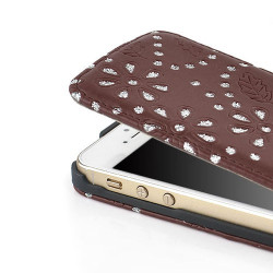 Etui cuir STRASS marron pour iPhone 5