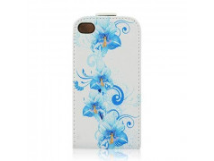 Etui cuir FLEUR BLEUE pour iPhone 4 et 4S