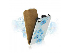 Etui cuir FLEUR BLEUE pour iPhone 4 et 4S