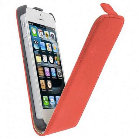 Etui cuir2 rouge pour iPhone 5 et 5S