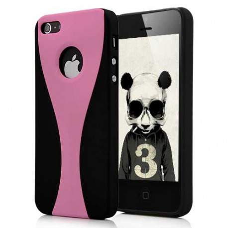 Coque BICOLOR noire et rose pour iPhone 5 et 5S