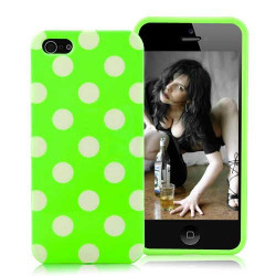 Coque verte a POIS blancs pour iPhone 5 et 5S