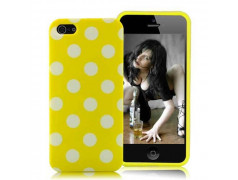 Coque jaune a POIS blancs pour iPhone 5 et 5S