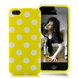 Coque jaune a POIS blancs pour iPhone 5 et 5S