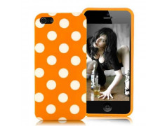 Coque orange a POIS blancs pour iPhone 5 et 5S