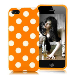 Coque orange a POIS blancs pour iPhone 5 et 5S