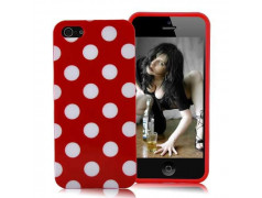 Coque rouge a POIS blancs pour iPhone 5 et 5S