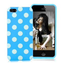 Coque bleue a POIS blancs pour iPhone 5 et 5S