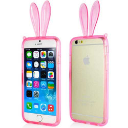 Coque souple LAPIN rose pour iPhone 6 ( 4.7 )