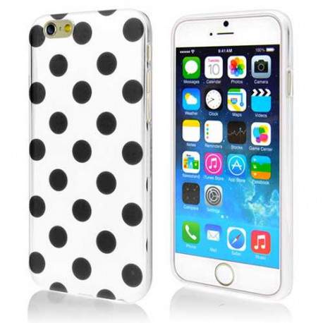 Coque souple POIS blanche et noire pour iPhone 6 ( 4.7 )