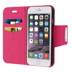 Housse Etui cuir Folio rose iPhone 6