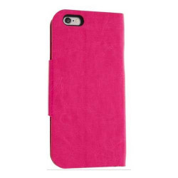 Housse Etui cuir Folio rose iPhone 6