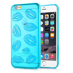 Coque souple LIPS bleue pour iPhone 6 et iPhone 6S