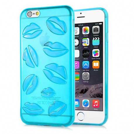 Coque souple LIPS bleue pour iPhone 6 et iPhone 6S