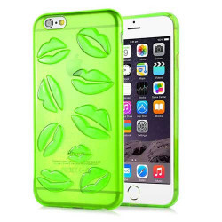 Coque souple LIPS verte pour iPhone 6 et iPhone 6S