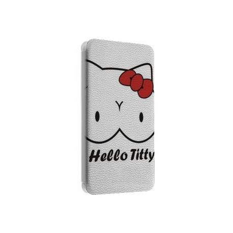 Etui portefeuille cuir HELLO TITTY Samsung Galaxy S3, A3, A5, A7, J1, J5, Grand etc ...