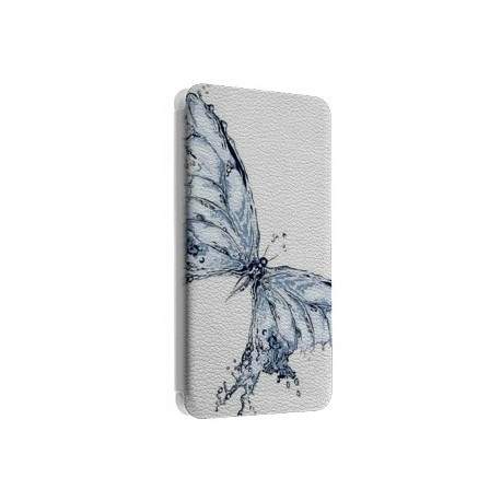 Etui portefeuille cuir WATER BUTTERFLY Samsung Galaxy S3, A3, A5, A7, J1, J5, Grand etc ...