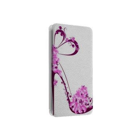 Etui portefeuille cuir ESCARPIN FLEURS Samsung Galaxy S3, A3, A5, A7, J1, J5, Grand etc ...