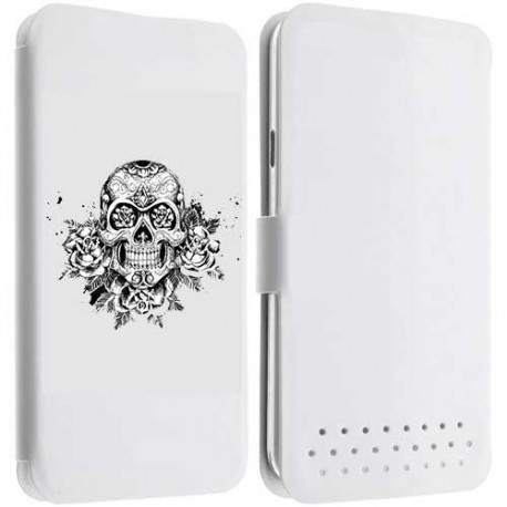 Etui portefeuille cuir SKULL AND ROSES Samsung Galaxy A5 2016