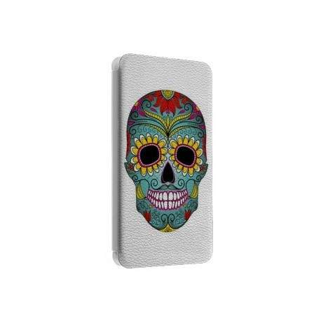 Etui portefeuille cuir MEXICAN SKULL Samsung Galaxy A5 2016