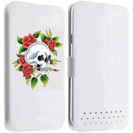 Etui portefeuille cuir SKULL FUN 3 Samsung Galaxy A5 2016