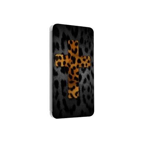 Etui portefeuille cuir CROIX LEOPARD Samsung Galaxy A5 2016