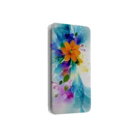 Etui portefeuille cuir FLEURS 1 Samsung Galaxy A5 2016