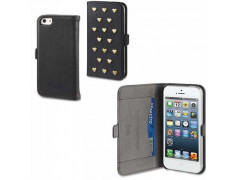 Etui cuir portefeuille noir CLOUS FAB pour iPhone 5 et 5S