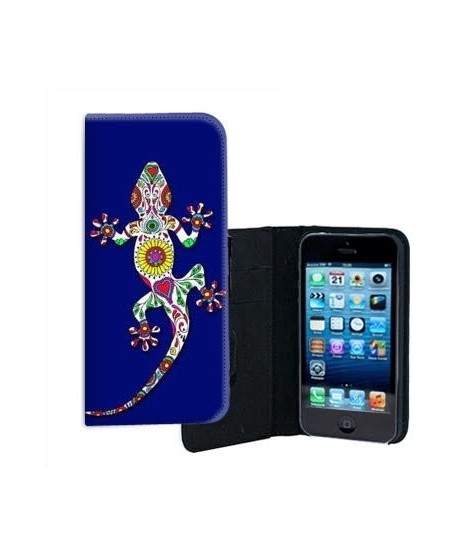 ETUI CUIR SALAMANDRE BLEUE POUR IPHONE 7